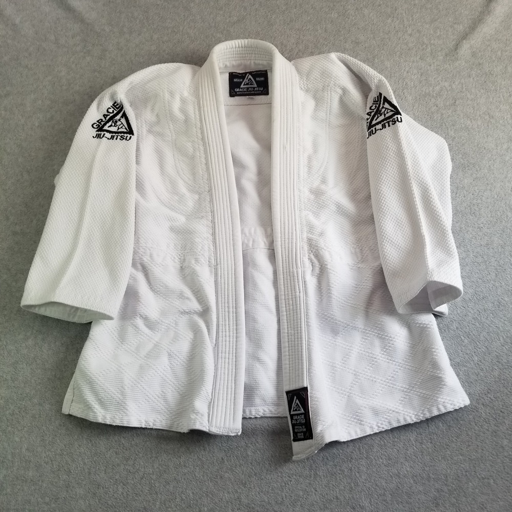 Gracie Jiu-Jitsu Gi Jacket Mens Size 1/140 White Cotton Kimono Martial Arts